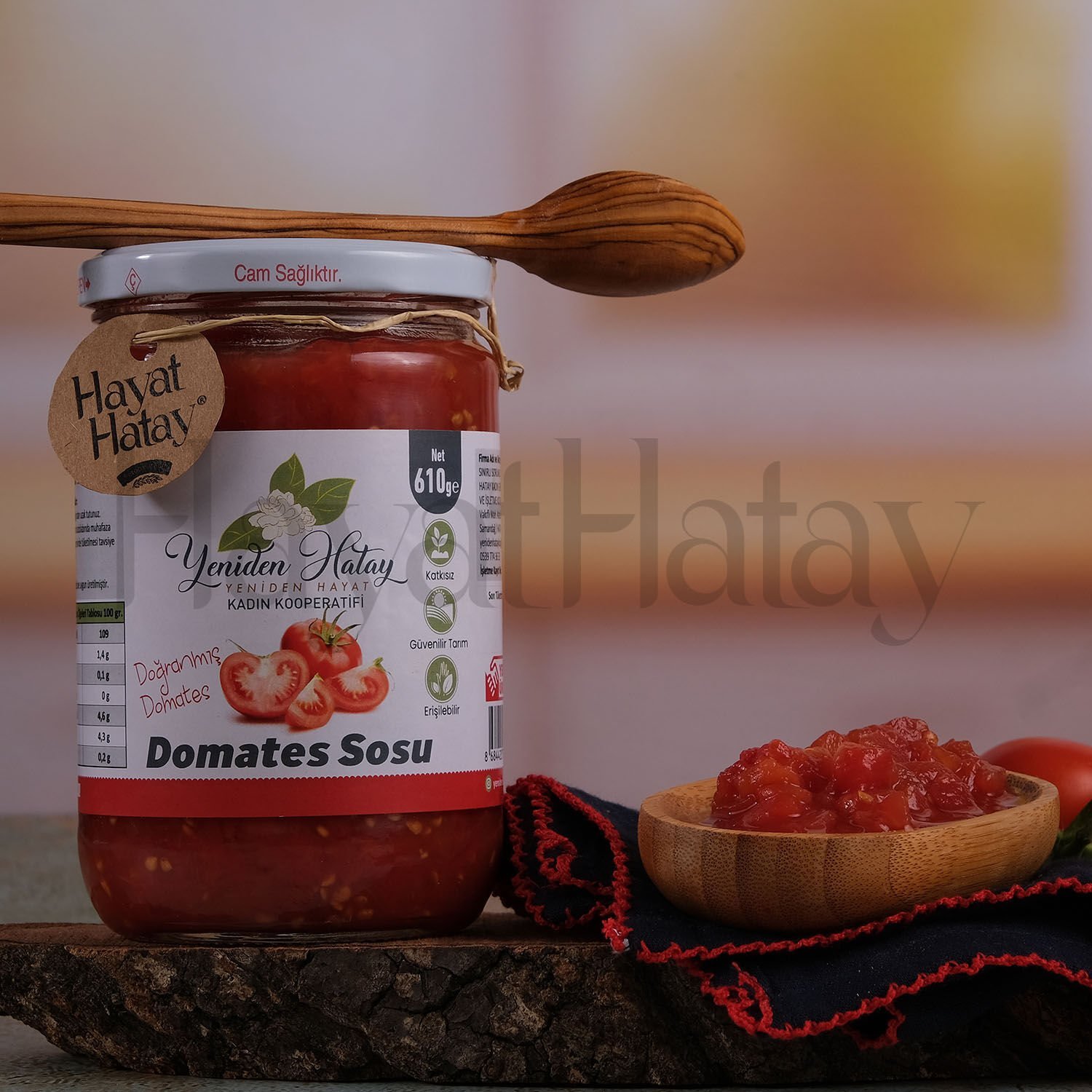 Domates Sosu (Doğranmış Domates) - 610 Gr - Yeniden Hatay Kadın Kooperatifi