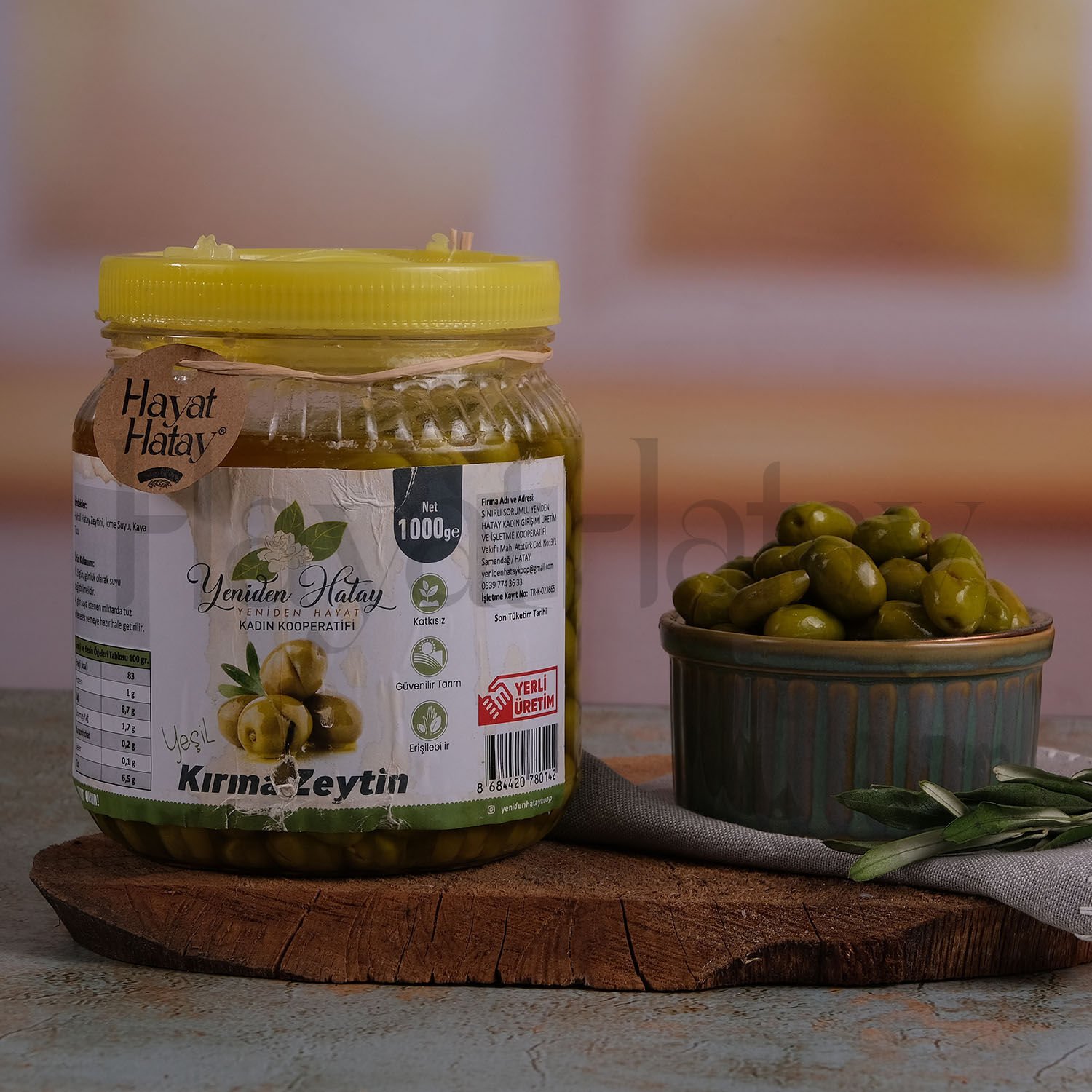 Yeşil Kırma Zeytin - 1 Kg - Yeniden Hatay Kadın Kooperatifi