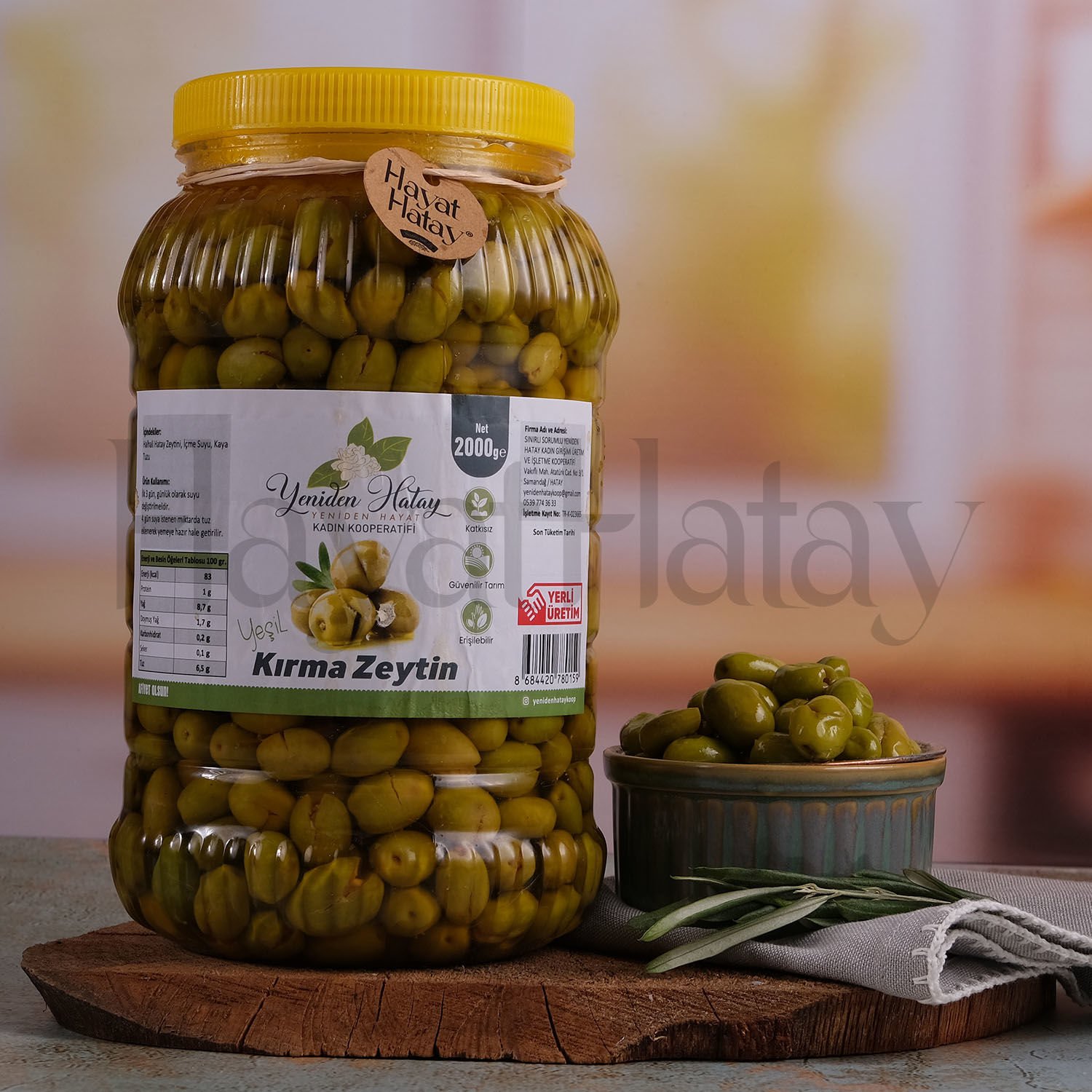 Yeşil Kırma Zeytin - 2 Kg - Yeniden Hatay Kadın Kooperatifi