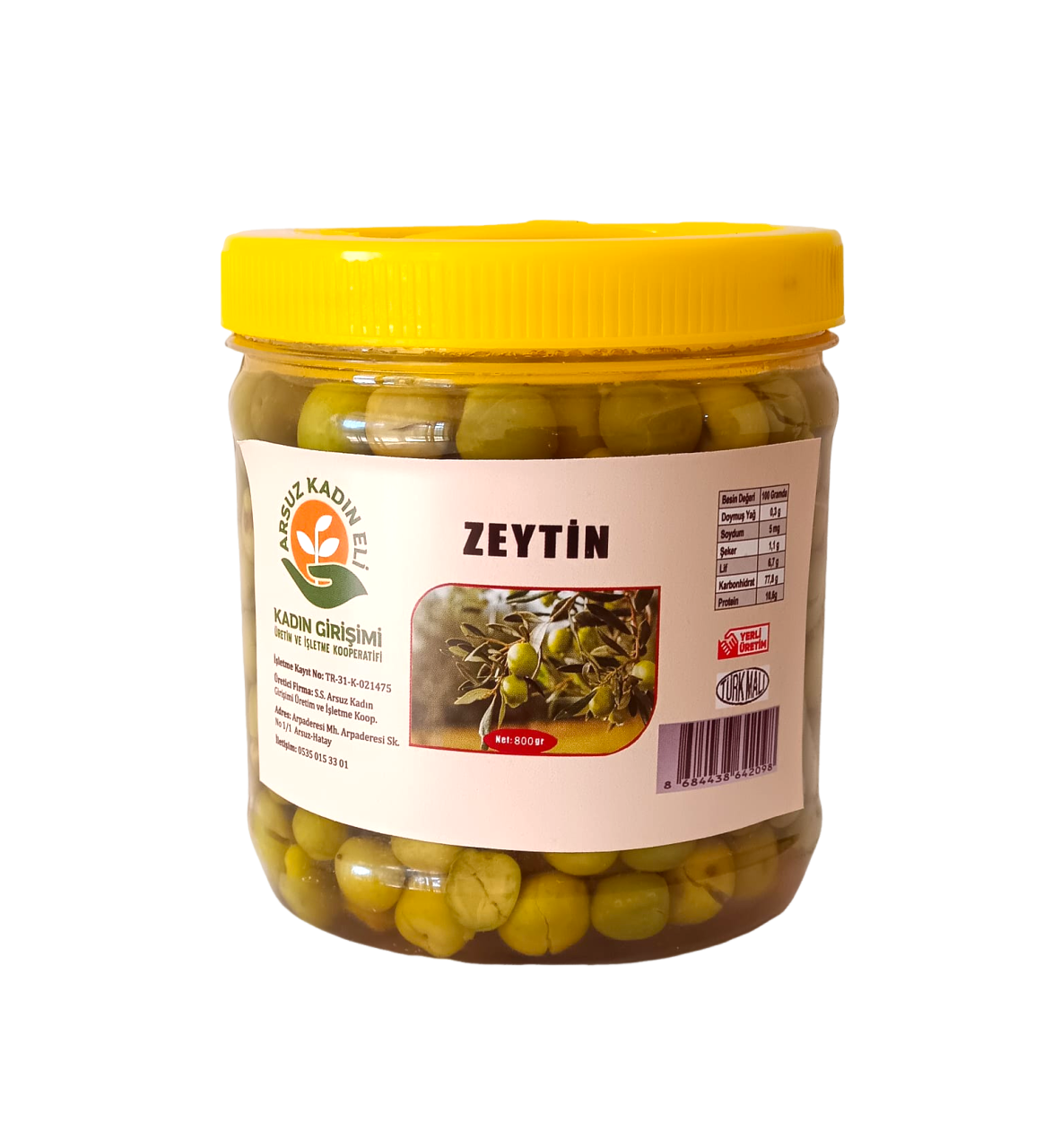 Halhalı Kırık Zeytin (1. Kalite) - 800 Gr - Arsuz Kadın Eli Kooperatifi