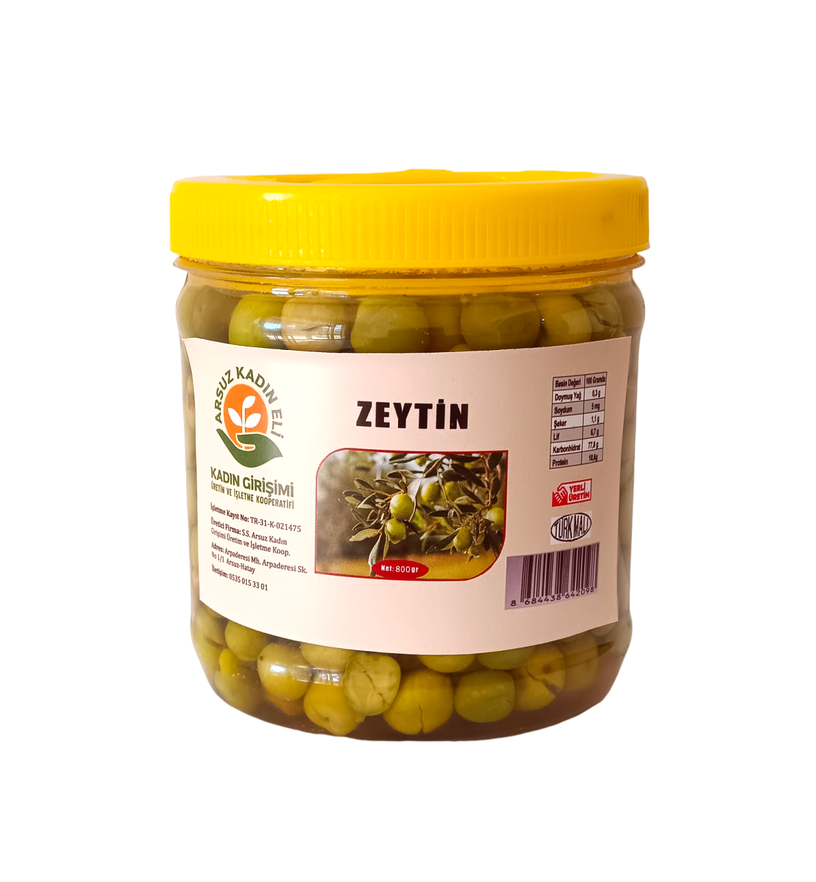 Halhalı Kırık Zeytin (1. Kalite) - 800 Gr - Arsuz Kadın Eli Kooperatifi