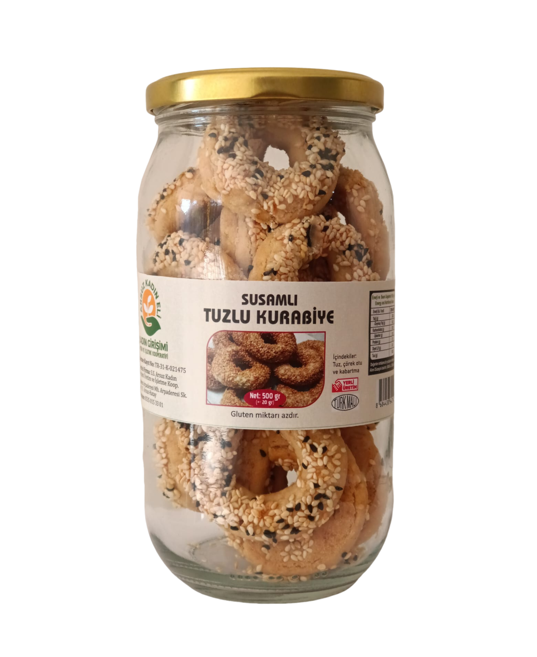 Susamlı Tuzlu Pasta (Cam Kavanozda) - 500 Gr - Arsuz Kadın Eli Kooperatifi