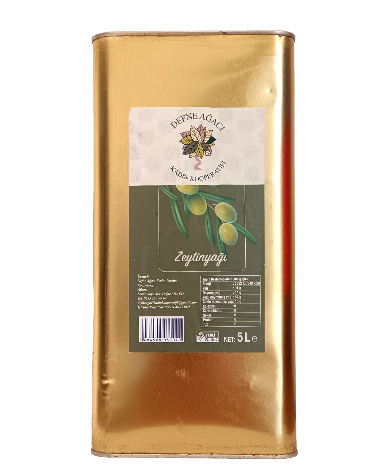 Teneke Zeytinyağı - 5 Kg - Defne Ağacı Kadın Kooperatifi