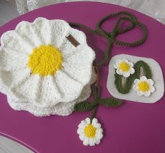 Papatya Örme Kadın Çantası ve Tokası - HayatHatay 6 Şubat Kadın Kooperatifi