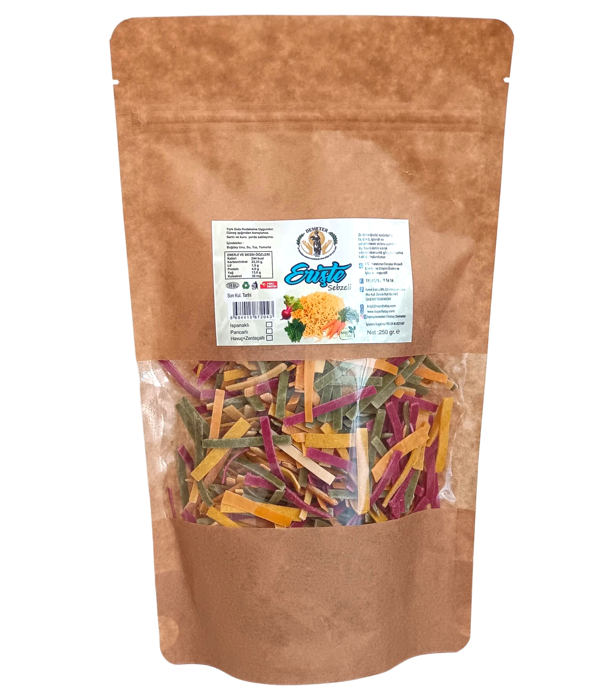 Karışık Sebzeli Erişte - 250 Gr - İskenderun Demeter Hünerli Eller Kadın Kooperatifi