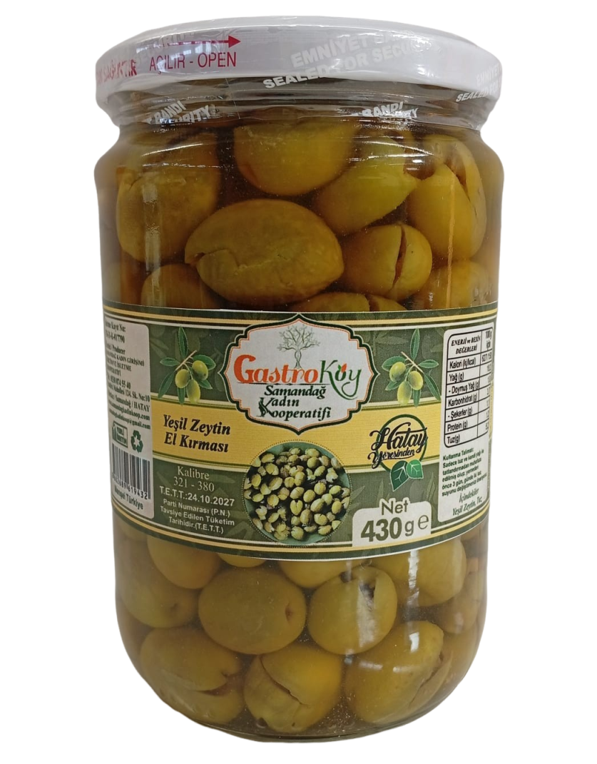 Yeşil Zeytin - El Kırması, Cam Kavanozda - 430 Gr - Samandağ Kadın Kooperatifi