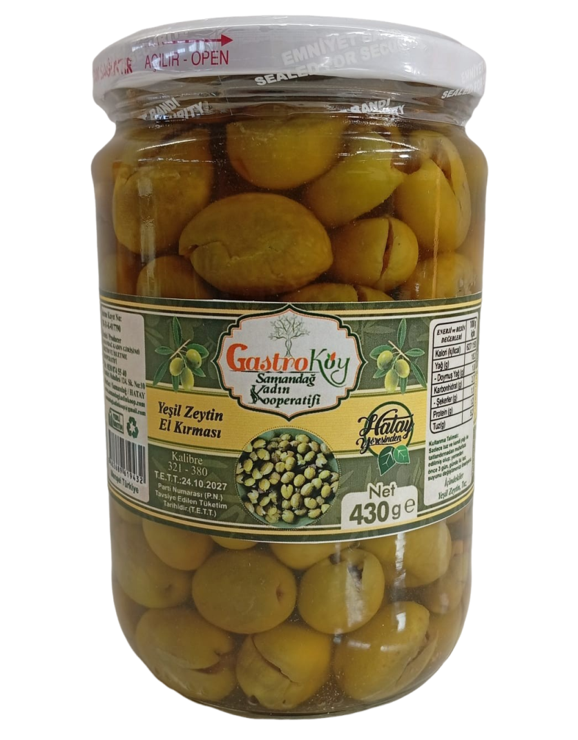 Yeşil Zeytin - El Kırması, Cam Kavanozda - 430 Gr - Samandağ Kadın Kooperatifi