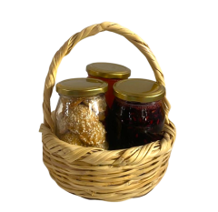 Sepet İçinde 3'lü Ürün - Nar Reçeli (Bereket Tatlısı) - 625 G, Kömbe - 350 G, Kabak Tatlısı - 425 G - HayatHatay 6 Şubat Kadın Kooperatifi