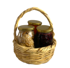 Sepet İçinde 3'lü Ürün - Nar Reçeli (Bereket Tatlısı) - 625 G, Kömbe - 350 G, Kabak Tatlısı - 425 G - HayatHatay 6 Şubat Kadın Kooperatifi