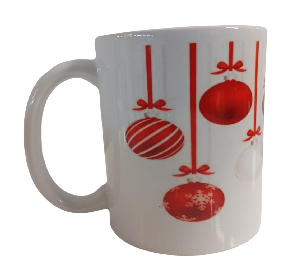 Kırmızı Yılbaşı Ağacı Topu Desenli Seramik Kupa  - Anne Eli Kadın Kooperatifi