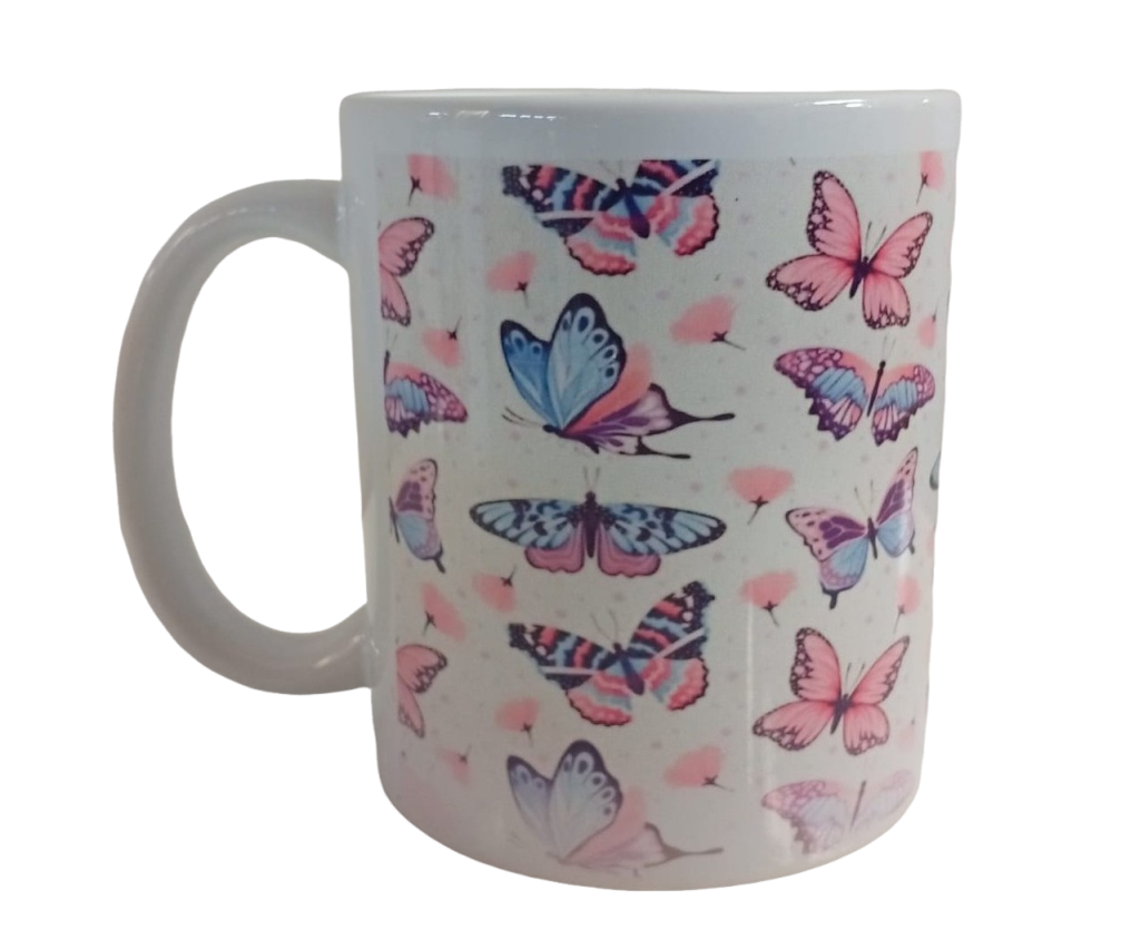 Kelebek Desenli Seramik Kupa  - Anne Eli Kadın Kooperatifi