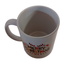 Geyik Boynuzu Desenli Merry Christmas Seramik Kupası - Anne Eli Kadın Kooperatifi