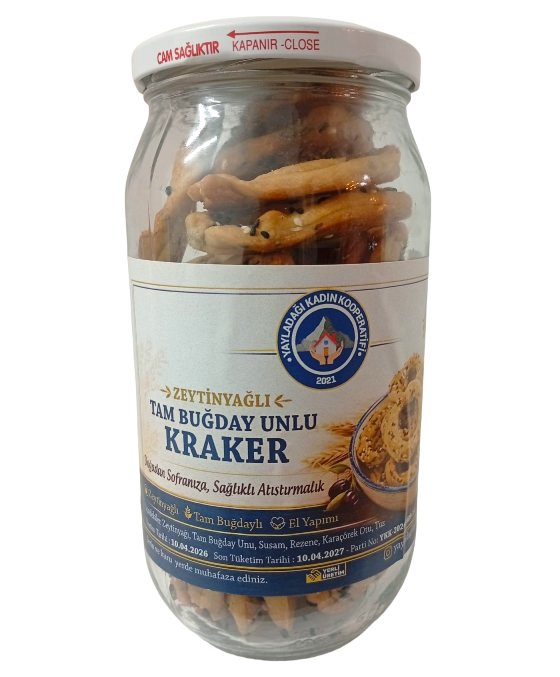 Zeytinyağlı, Rezeneli ve Tam Buğday Unlu Kraker – 250 Gr - Yayladağı Kadın Kooperatifi